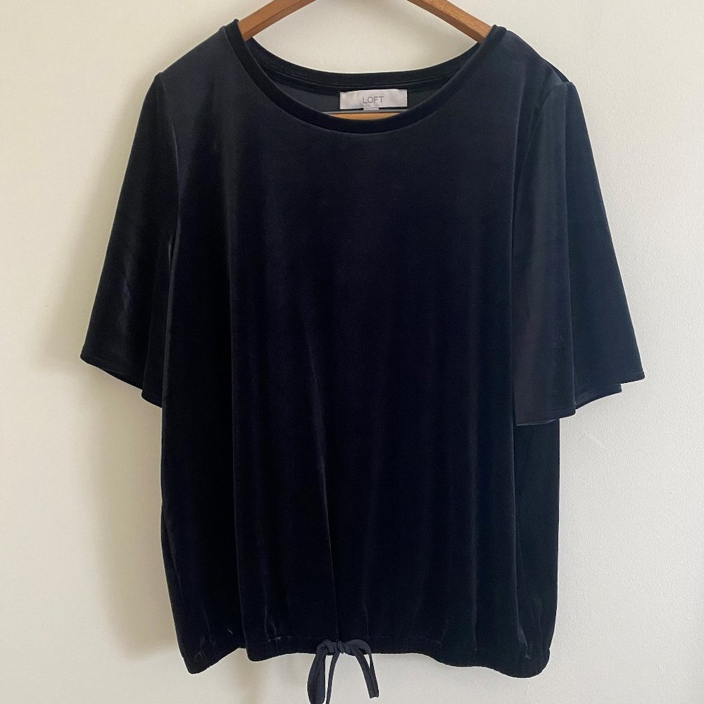 LOFT Black Velvet Waist -Tie Top - Size Medium